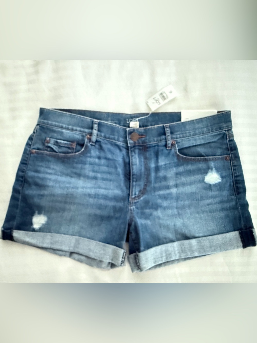 NWT LOFT Blue Rolled Hem Denim Shorts
